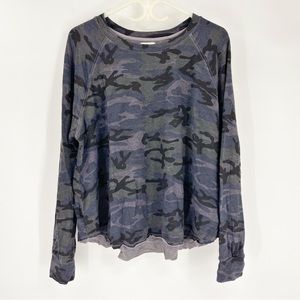 Sundry Size 1 Small Oversized Camo Long Sleeve Top Viscose Made in USA